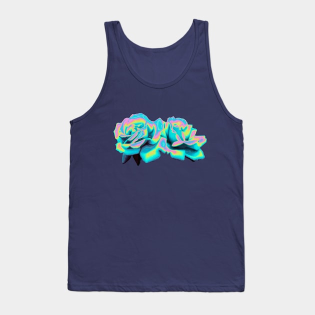 Aqua Rose Tank Top by dinaaaaaah